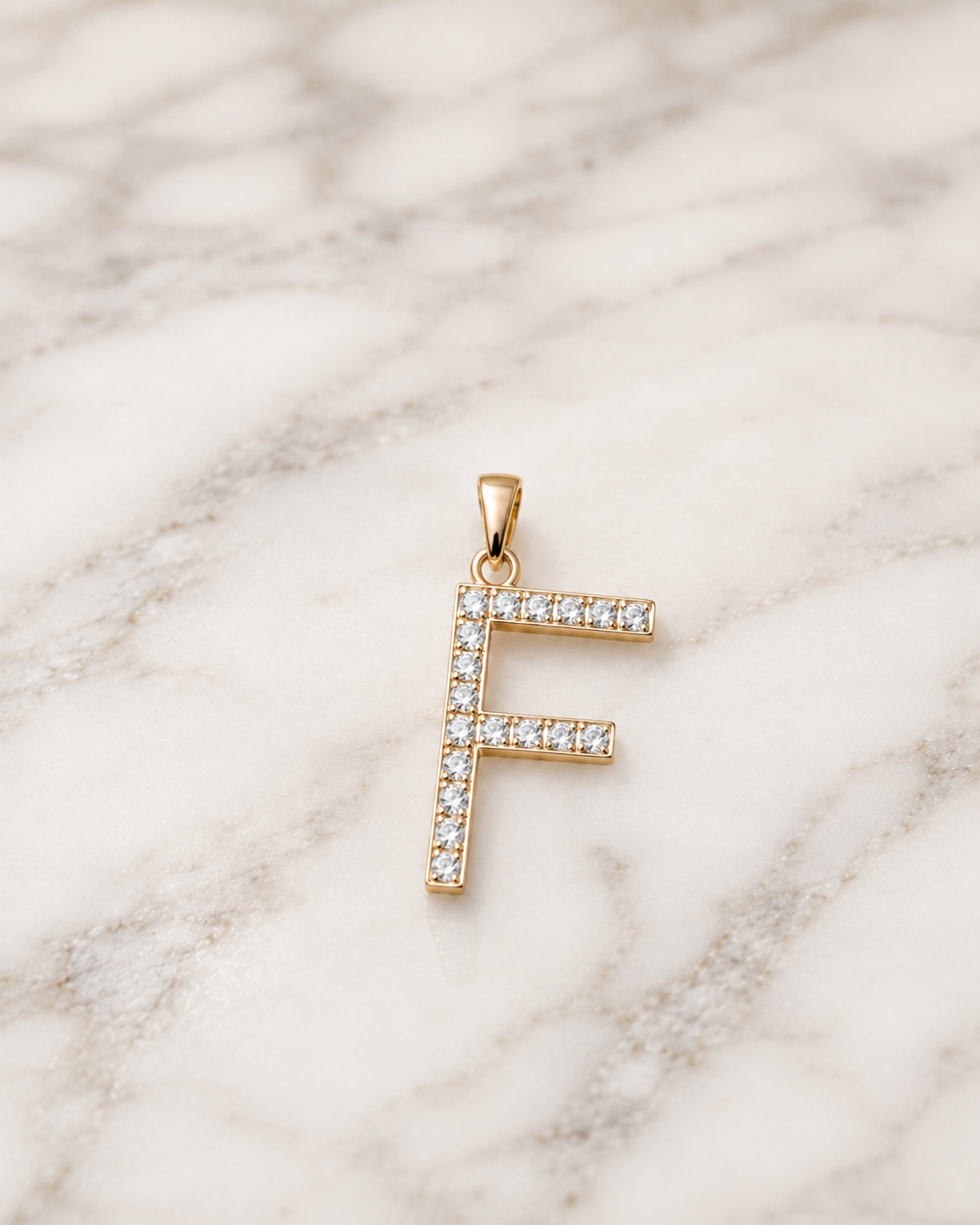 Lab Grown Diamond Initial F Pendant 14K White Gold E VVS2 IGI Certified