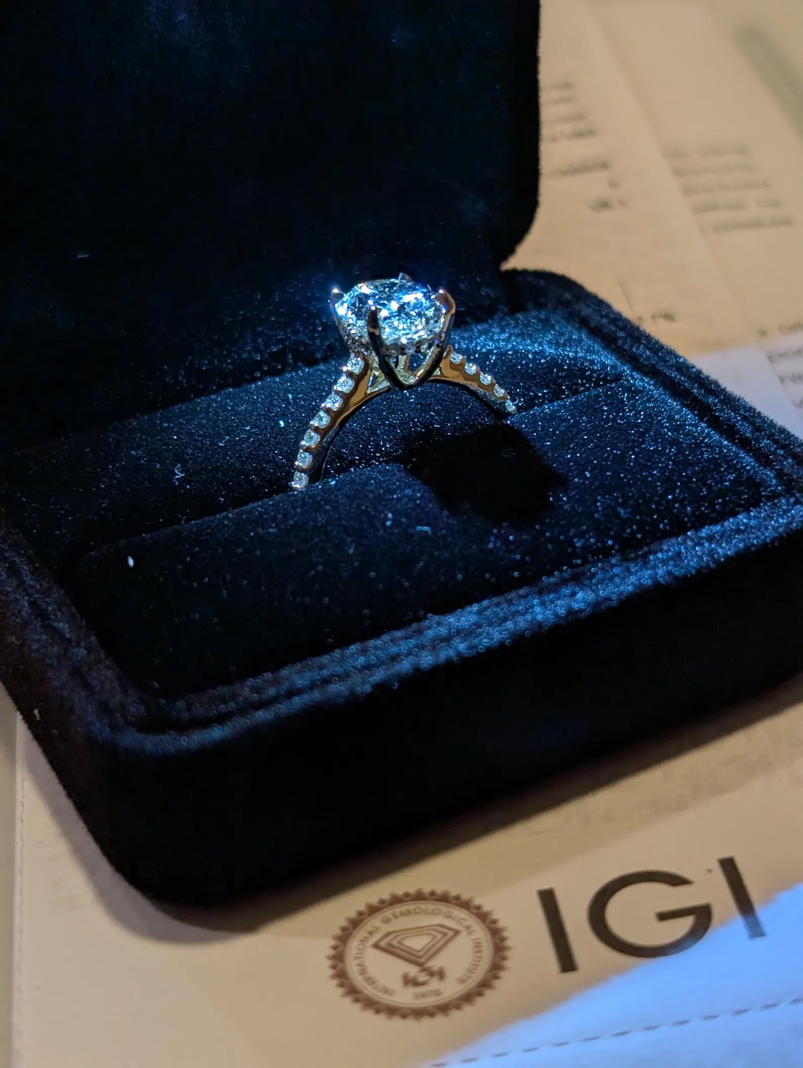 3Ct Oval Lab Grown Diamond Ring 14K Yellow Gold Hidden Halo IGI