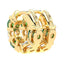 4.9 mm Round Created Emerald & 2 ctw Lab Diamond Huggie Hoop Earrings – 14K Yellow Gold